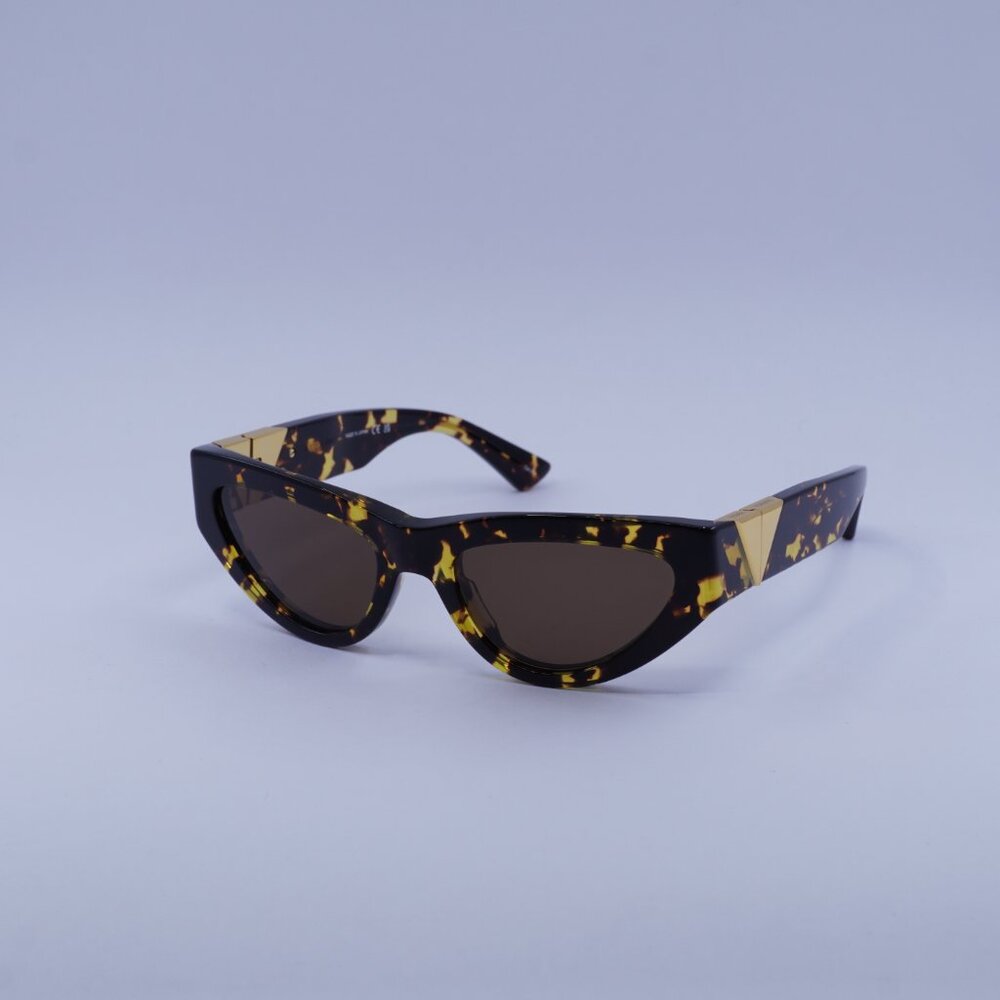 Bottega Veneta BV1176S 002 Sunglasses Havana Cat Eye Frame, Brown Lenses